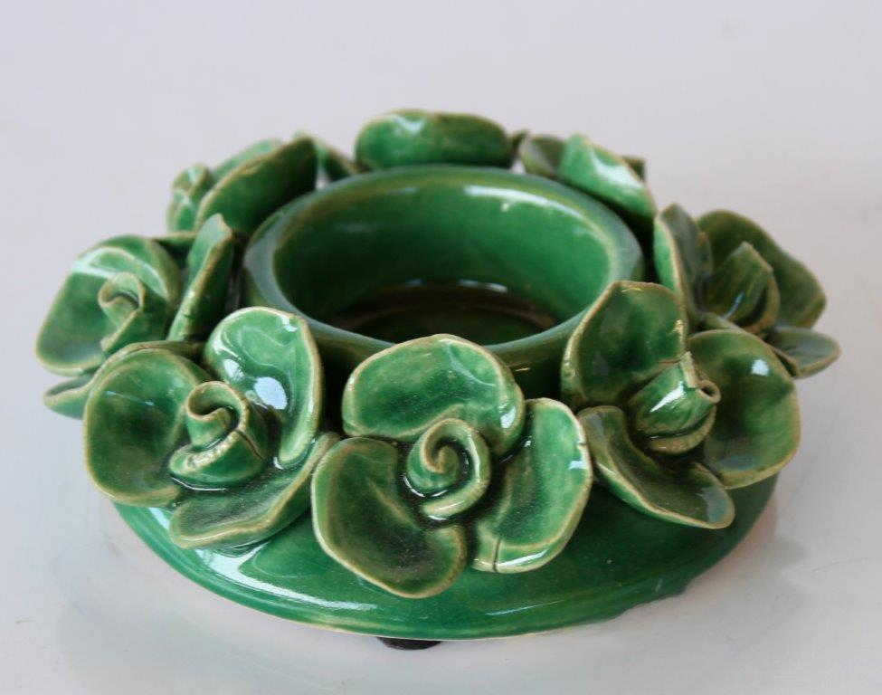 Green Rose Candle Holder